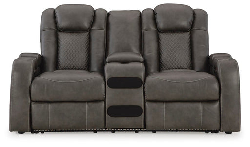 Fyne-Dyme Power Reclining Loveseat with Console - Furniture Home (Kansas City, MO)