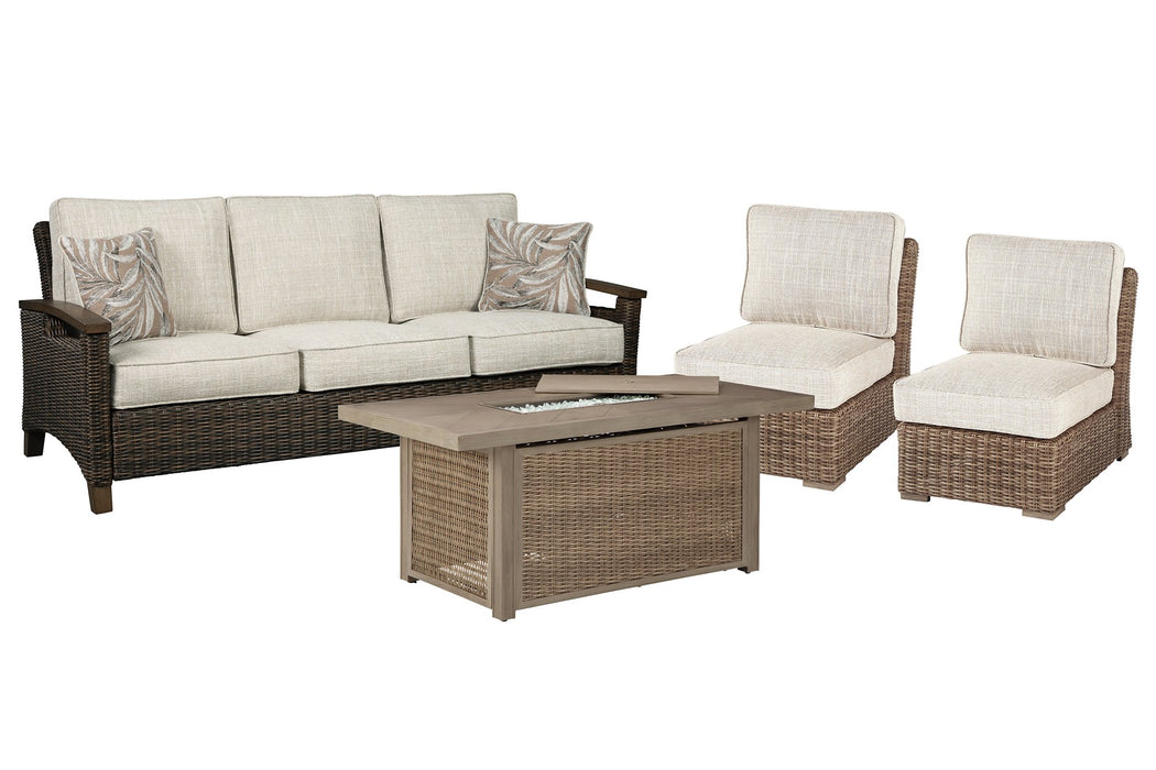 Beachcroft Outdoor Sofa, Lounge Chairs and Fire Pit